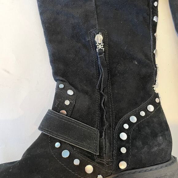 Sam Edelman Deryn Suede Studded Mid Calf Boots In Black Size 8 New - Picture 8 of 10